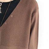 V-Neck Rib Knit Cardigan with Contrast - 5 Colors Available - liwisi