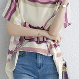 ポンチョ風サイドスリットアニマル柄Tシャツ 2色入 - liwisi