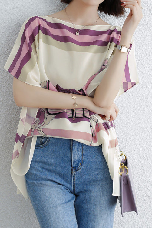 ポンチョ風サイドスリットアニマル柄Tシャツ 2色入 - liwisi