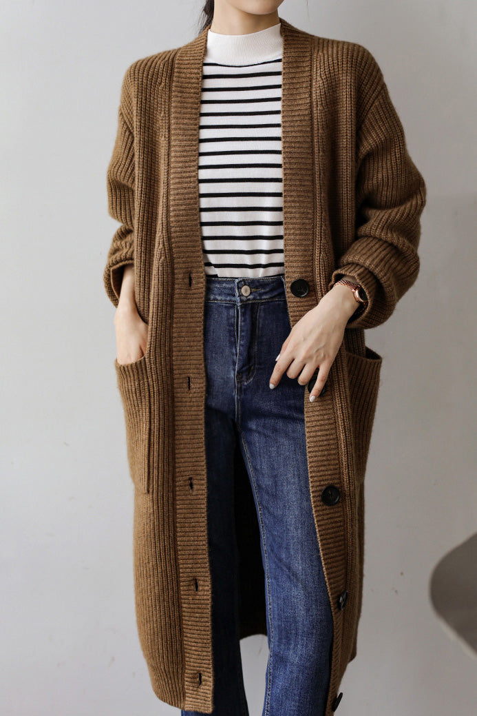 Casual Heavyweight Long Knit Jacket - liwisi