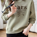 Casual Letter Embroidered Faux Layered Collar Sweatshirt - liwisi