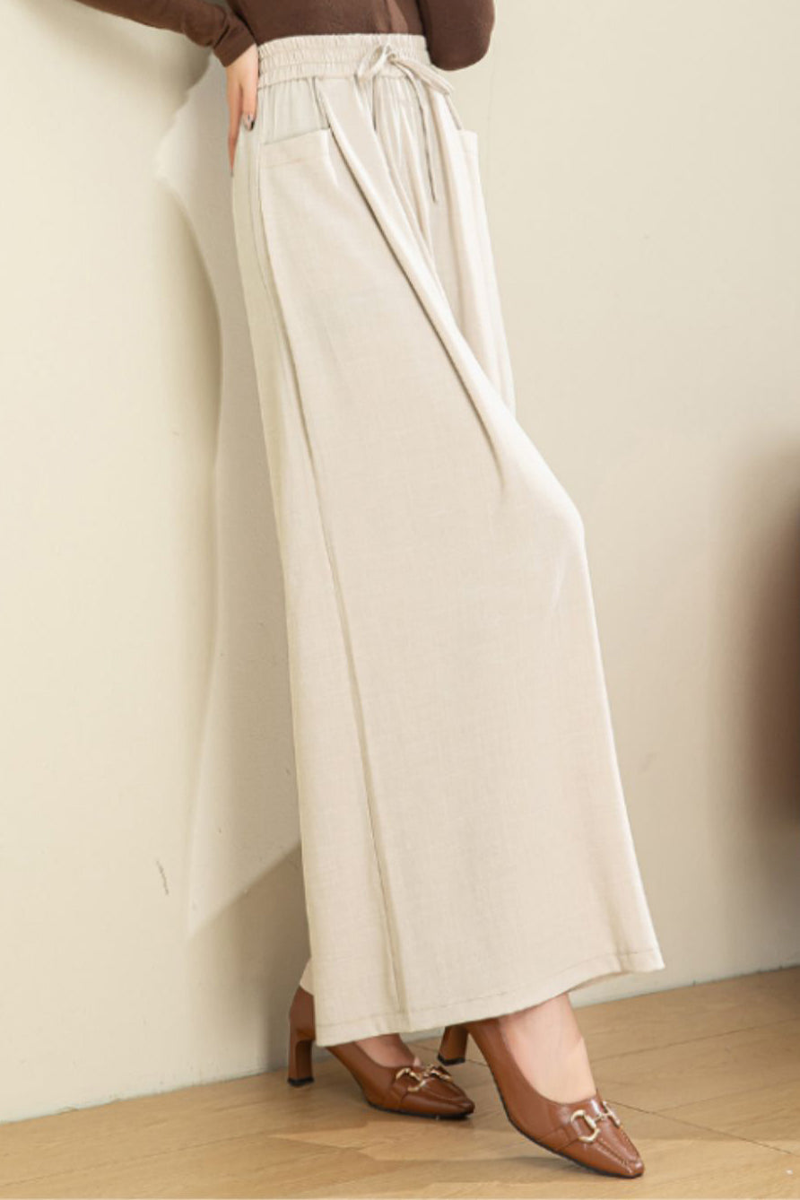 Relaxed Loose Solid Linen Pants - liwisi
