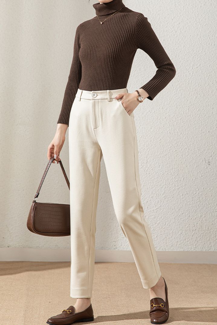 Casual Wool Straight Leg Pants - liwisi