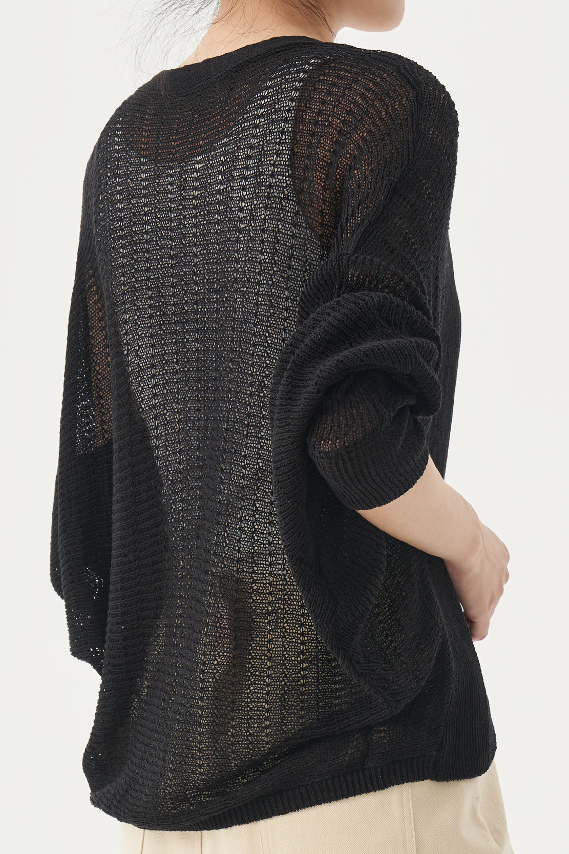 Plain Batwing Sleeve V-Neck Knit Cardigan - 2 Colors Available - liwisi
