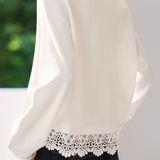 Versatile Fashionable Lace Patchwork Polo Sweatshirt - liwisi