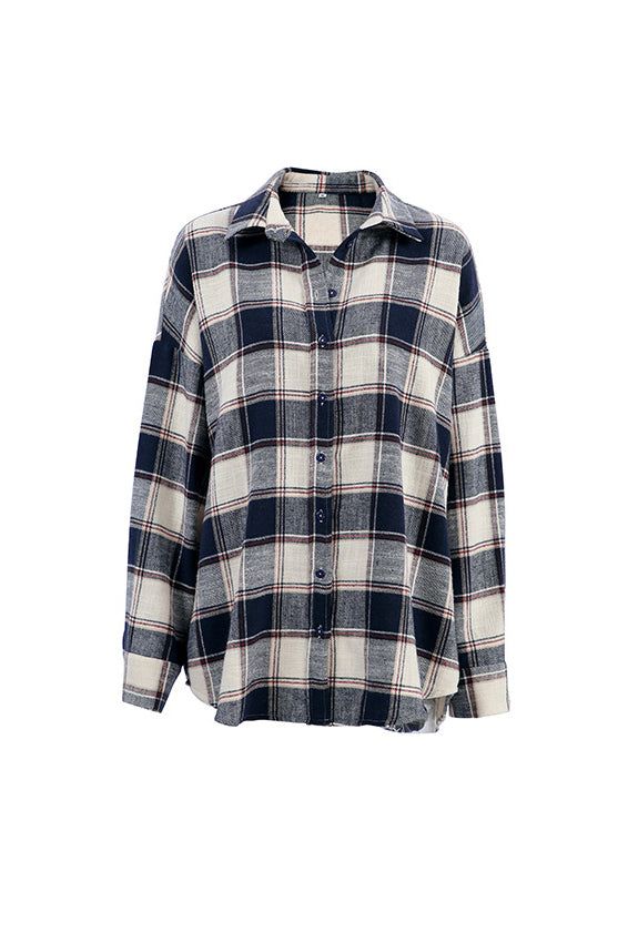 Drop Shoulder Check Pattern Tunic - liwisi