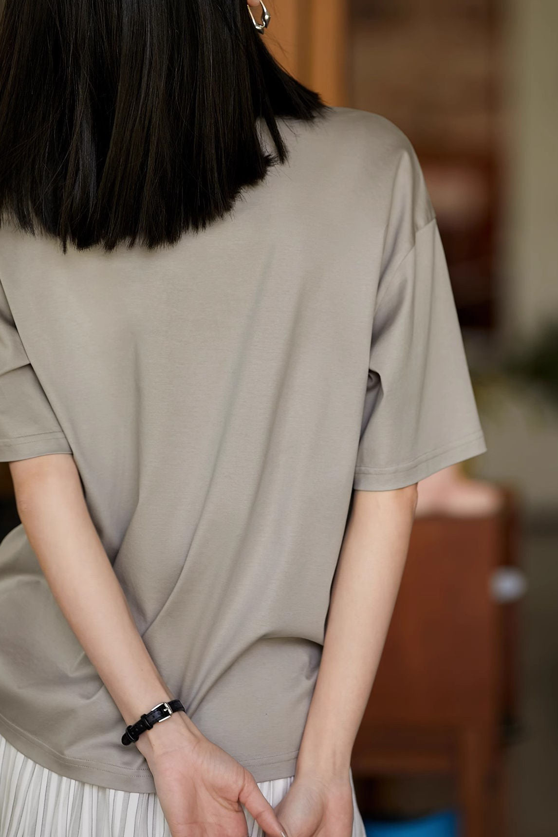 Cat embroidery round neck short sleeve pocket casual loose top - liwisi