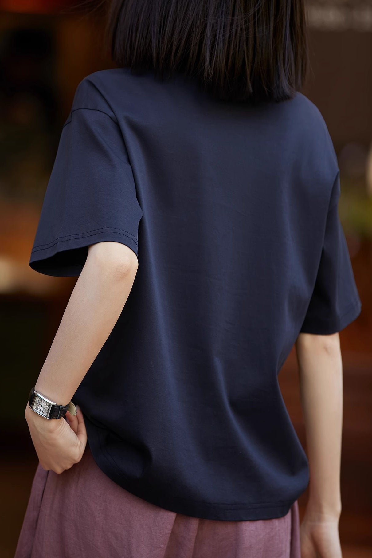 Cat embroidery round neck short sleeve pocket casual loose top - liwisi