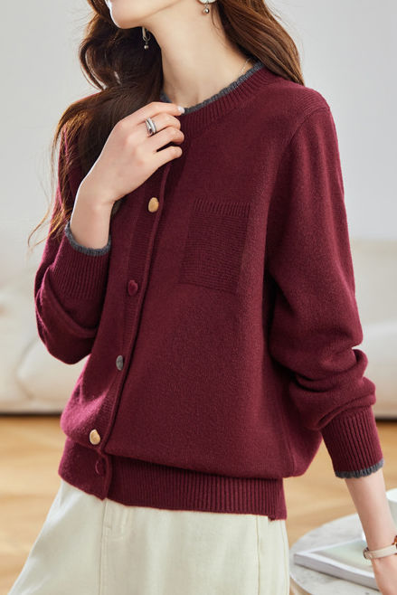 Minimalist Stylish Color-Block Knit Cardigan - liwisi
