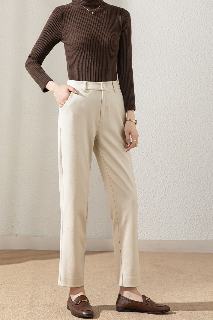 Casual Wool Straight Leg Pants - liwisi