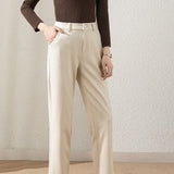 Casual Wool Straight Leg Pants - liwisi