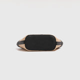Leather Contrast Straw Shoulder Bag with Lining and Inner Bag - liwisi