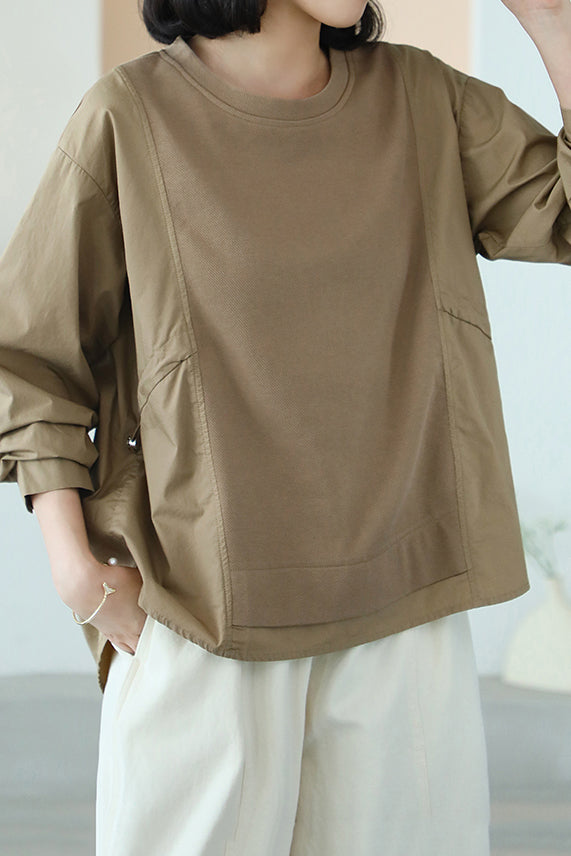 Round Neck Side Drawstring Sweatshirt - 3 Colors Available - liwisi