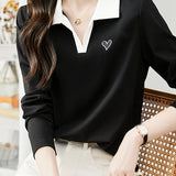 Skipper Collar Heart Logo Embroidered T-Shirt - liwisi