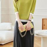 Bi-Color Hem Button Decor Knit Top - 3 Colors Available - liwisi