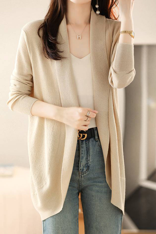 V-Neck Casual Layered Knit Cardigan - 2 Colors Available - liwisi