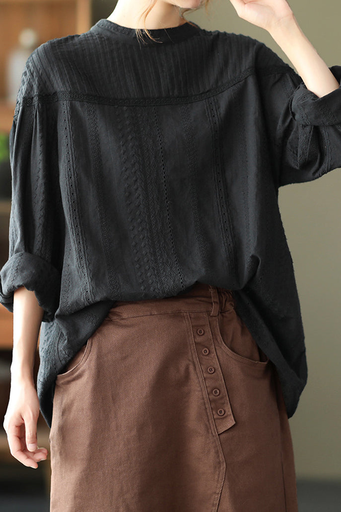 Pintuck Cape Shoulder Jacquard Blouse - 2 Colors Available - liwisi