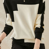 Casual Comfortable Dual-Tone Crew Neck Knit Sweater - liwisi