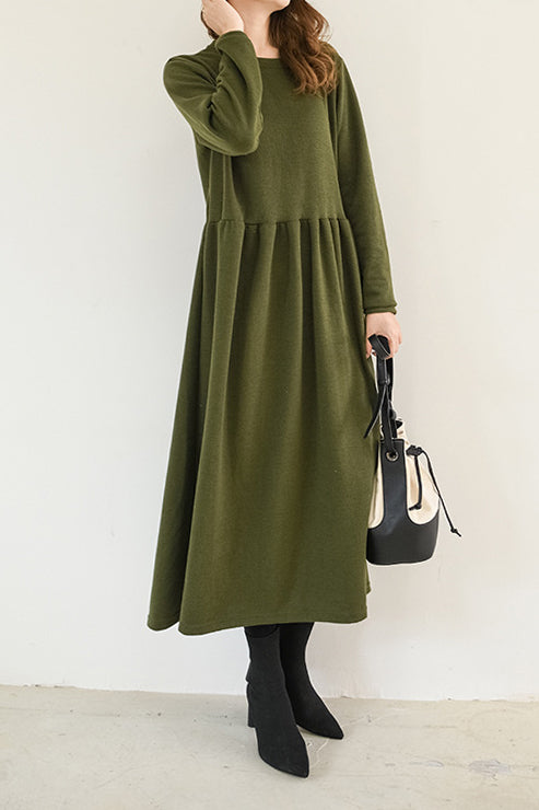 Round Neck Simple Long Maxi Flare Dress - 5 Colors Available - liwisi