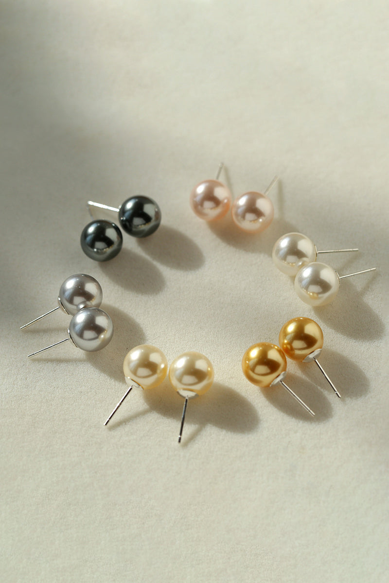 Pearl Decor Stud Earrings - 6 Colors Available - liwisi