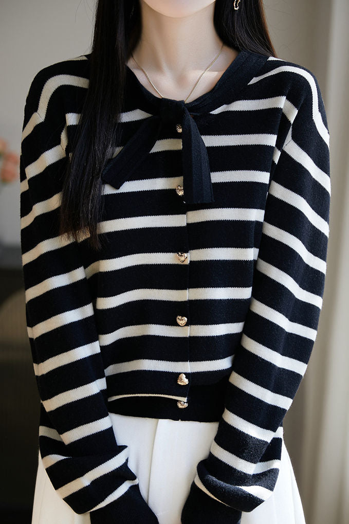 Fashionable Bow Knit Cardigan - liwisi