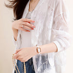 Embroidered Jacquard Drop Shoulder Sun Protection Sukajan - liwisi