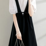 Layered Look Stitch Decor Semi-Flare Dress - 2 Colors Available - liwisi