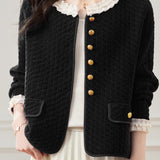Elegant Ruffled Collar Pearl Decor Jacket - 3 Colors Available - liwisi