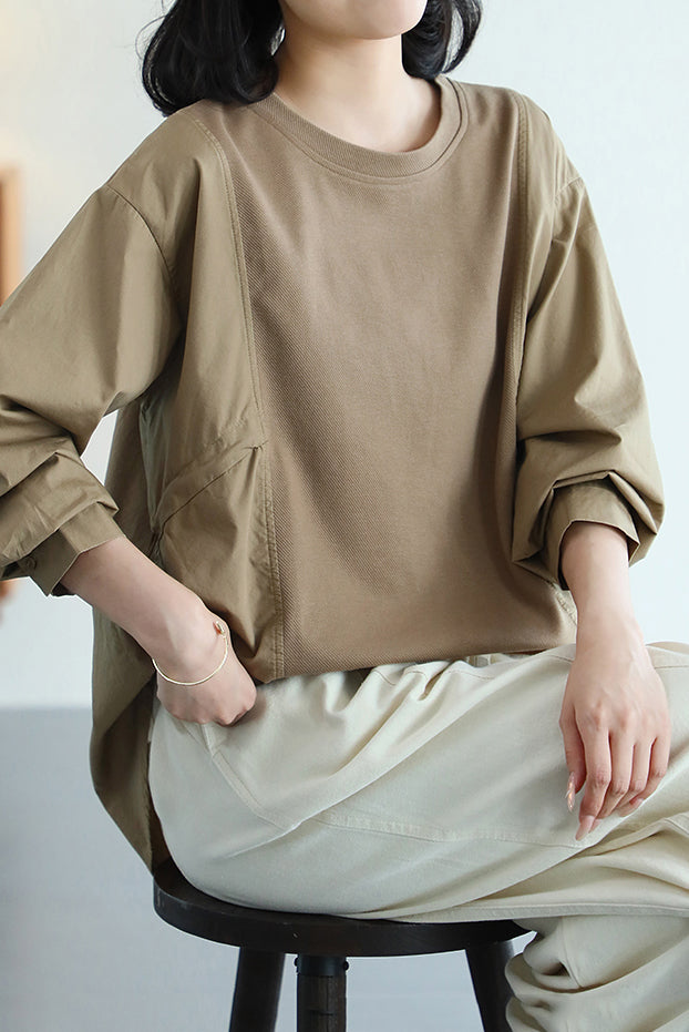 Round Neck Side Drawstring Sweatshirt - 3 Colors Available - liwisi