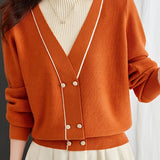 Contrast - color fake two - piece knitted sweater - liwisi