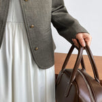 ラウンドネックストレートテーラードジャケット 裏地付 2色入 - liwisi