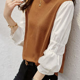 Minimalist Knit Patchwork Shirt - liwisi