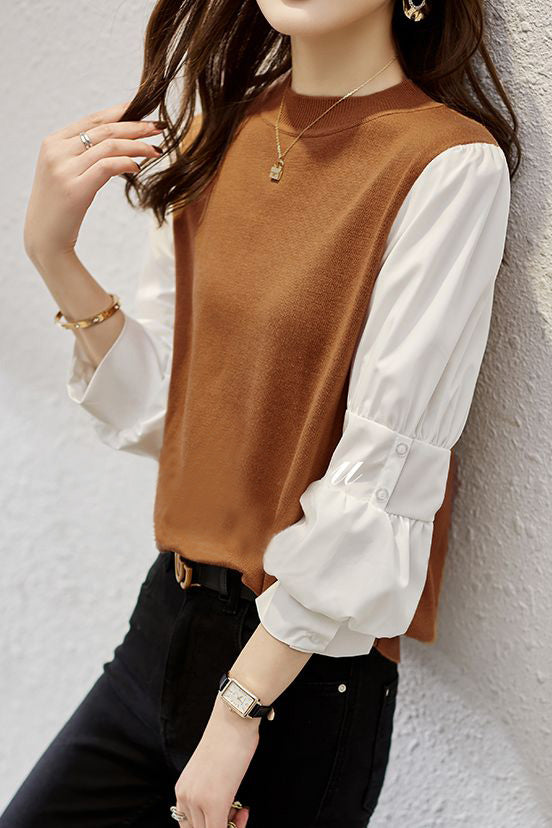 Minimalist Knit Patchwork Shirt - liwisi