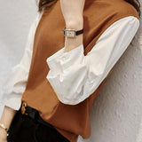 Minimalist Knit Patchwork Shirt - liwisi