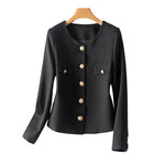 ラウンドネックフラップ装飾ジャケット 裏地付 2色入 - liwisi