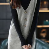 Casual Versatile V-Neck Sleeveless Pullover Knitted Dress