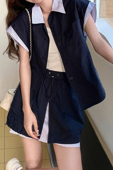 Casual Striped Patchwork Set - liwisi