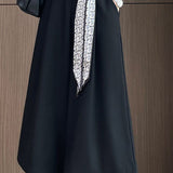 Office Versatile High-Waist Wool Blend Cropped Wide-Leg Pants