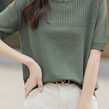 Round Neck Openwork Knit Top - 5 Colors Available - liwisi