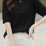 Round Neck Openwork Knit Top - 5 Colors Available - liwisi
