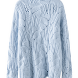 Casual Versatile Half-High Neck Hollow-Out Solid-Color Knitted Top