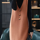 Casual Versatile V-Neck Sleeveless Pullover Knitted Dress