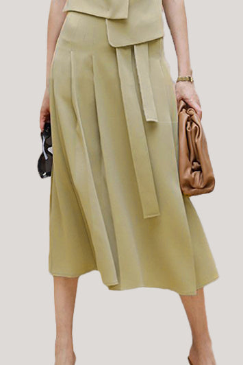 Commuting Simple Waistcoat and Midi Skirt Set - liwisi