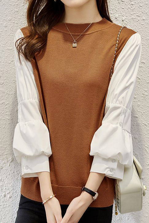 Minimalist Knit Patchwork Shirt - liwisi