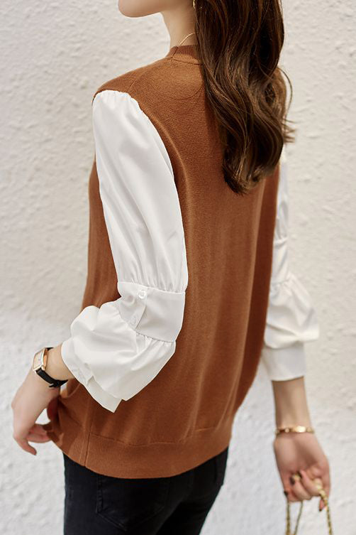 Minimalist Knit Patchwork Shirt - liwisi