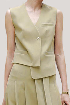 Commuting Simple Waistcoat and Midi Skirt Set - liwisi