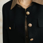 ラウンドネックフラップ装飾ジャケット 裏地付 2色入 - liwisi