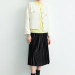 ラウンドネックフラップ装飾ジャケット 裏地付 2色入 - liwisi