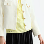 ラウンドネックフラップ装飾ジャケット 裏地付 2色入 - liwisi