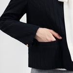 ラウンドネックシワ加工キルトジャケット 裏地付 2色入 - liwisi